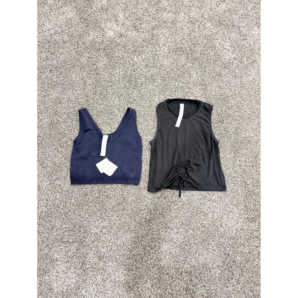 Lululemon Black Ruched Top Size 8 & Fabletics Blue Tank Top NWT Size Large - Picture 2 of 8